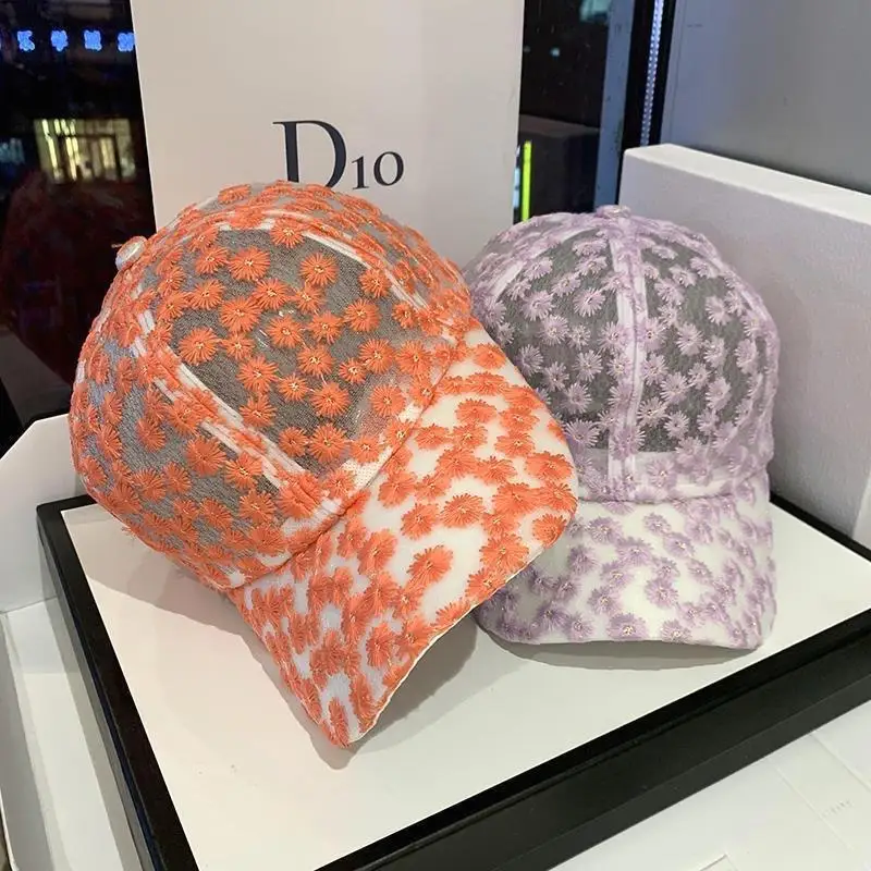 Женская Бейсболка s кружевные шляпы от солнца дышащая сетчатая шляпа с цветочным