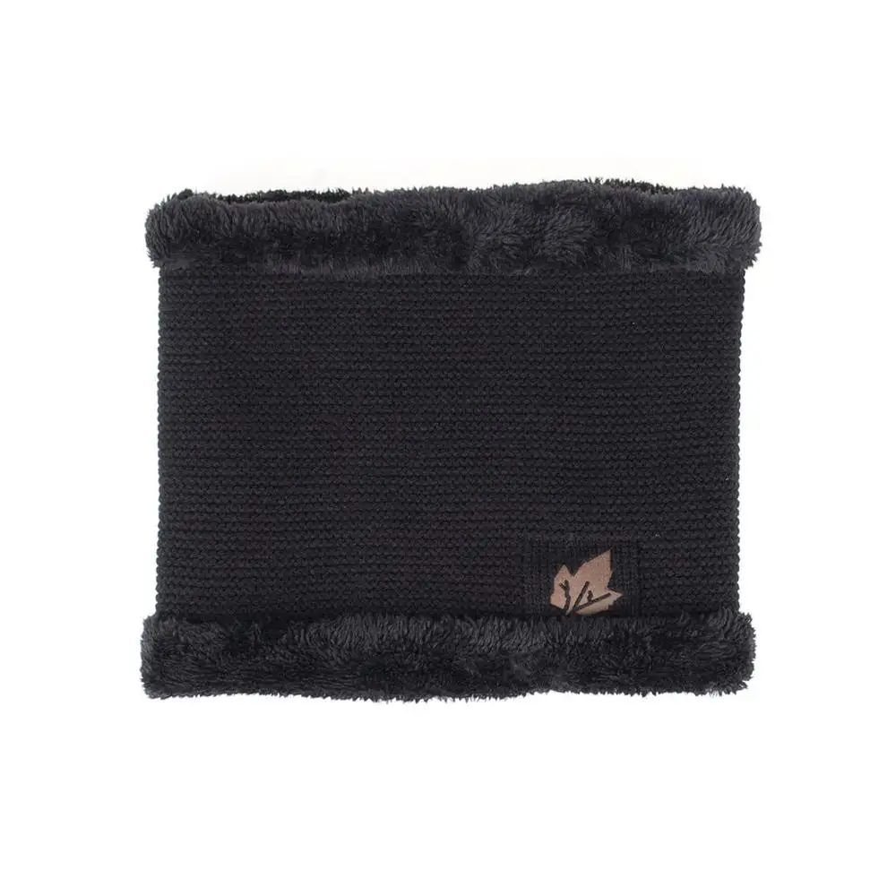 Black neck snood RoxCober, новинка, вязаные шапки Skullies, шапка с воротником, снуд для мужчин и женщин, береты-кепки Gorros, Мужская теплая однотонная зимняя шапка, шапка, комплект - Цвет: Black neck snood