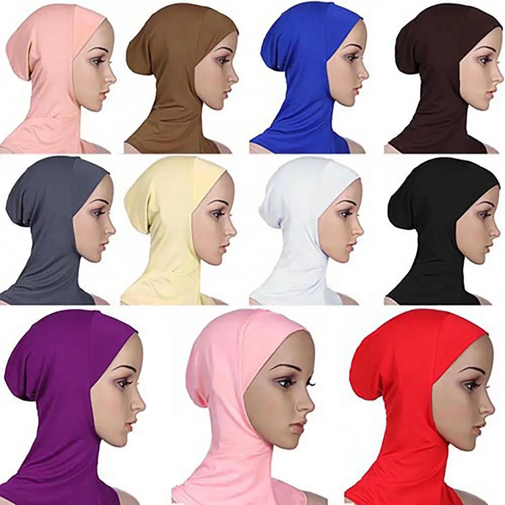 

Women Caps Soft Solid Color Women Full Cover Scarf Cap Underscarf Neck Head Bonnet Hat Woman party Accessories