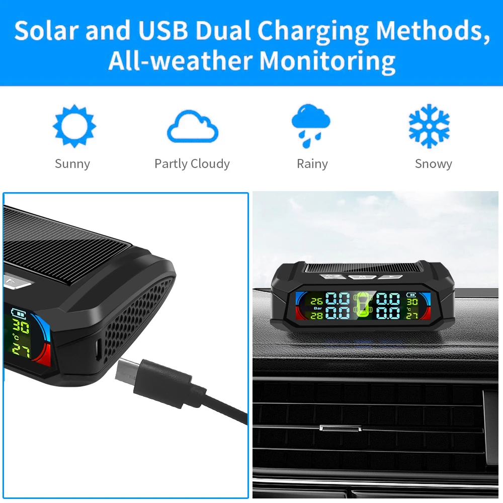 Kebidumei Цвет Экран Новый Солнечный Мощность TMPS автомобильная система контроля