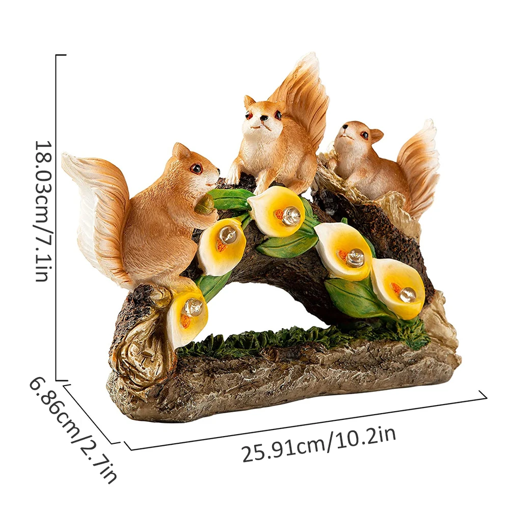 

Squirrel Statue Garden Squirrel LED Light Animal Figurine Sculpture Resin Waterproof Decoration For Outdoor Yard Garden Lawn