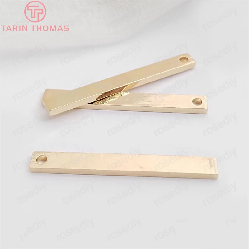 

(30609)10PCS Lenth 32MM,width 3.8MM 24K Champagne Gold Color Plated Brass Rectangle Rod Charms Pendants Jewelry Accessories
