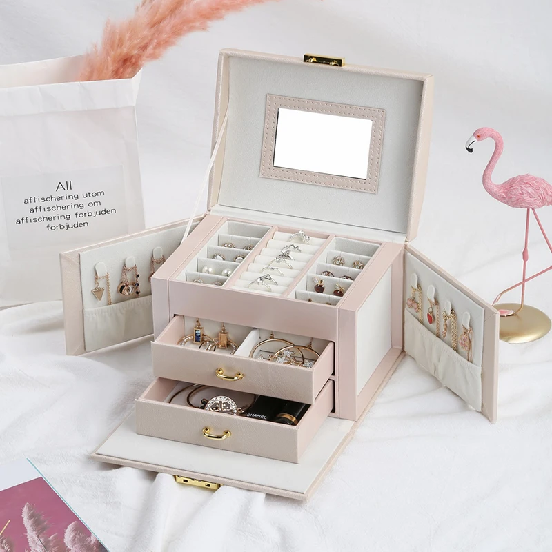 Newstyle коробка для колец большой органайзер для бижутерии держатель для серег кожаный Органайзер для ювелирных изделий свадебное кольцо ожерелье с бусинами-кубиками Сумка из органзы