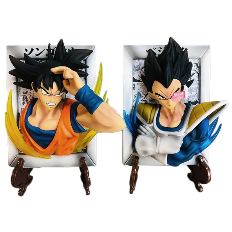 

Dragon Ball Super Saiyan Goku Vegeta Action Figure Animation Frame Q version doll Model boxed Ornaments Gifts