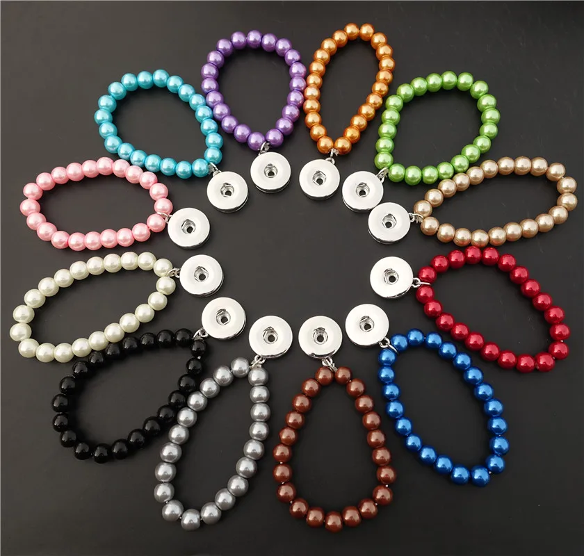 

Стеклянные жемчужные бусины, браслет для детей, девочек, 18 мм, застежка на кнопке, эластичная нить, 12 шт., смешанные цвета, оптовая продажа