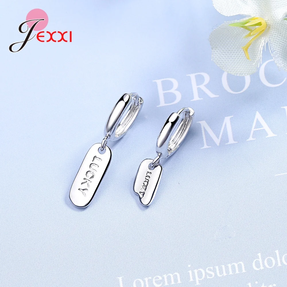 

New Fashion Women Girls Drop Earrings 925 Sterling Silver Dangle Earrings With Lucky Words Best Wishes Earrings Fast Shipping