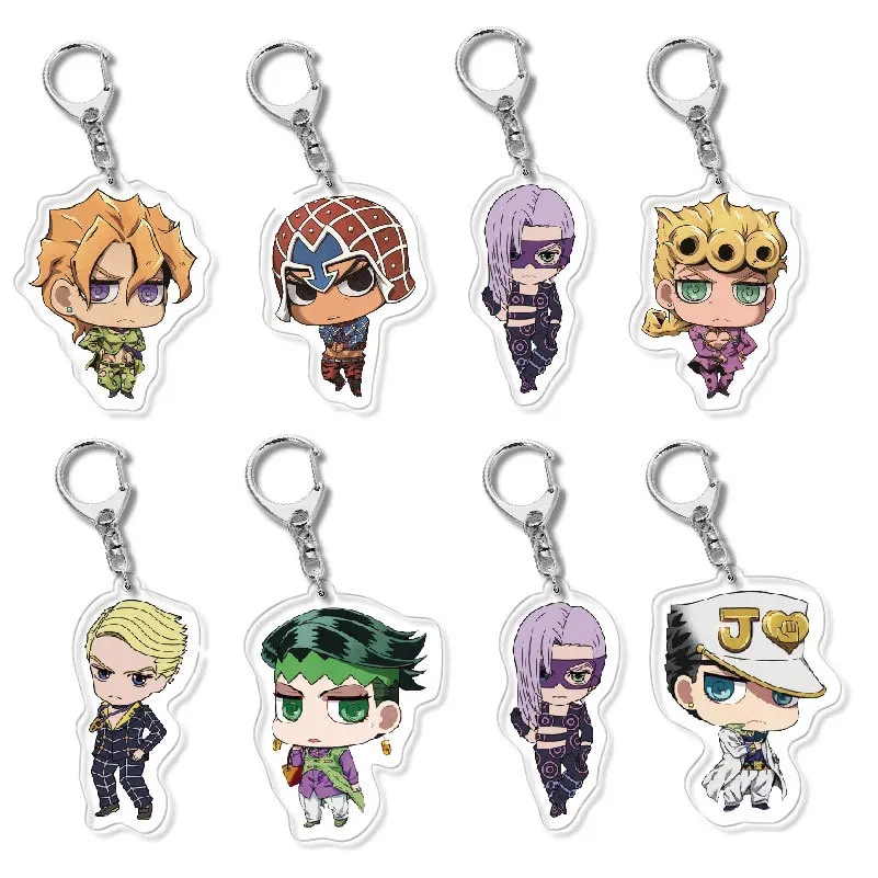 

Anime Keychain JoJo Bizarre Adventure Man Key Chain for Women Accessories Cute Bag Pendant Key Ring Acrylic Cartoon Friends Gift