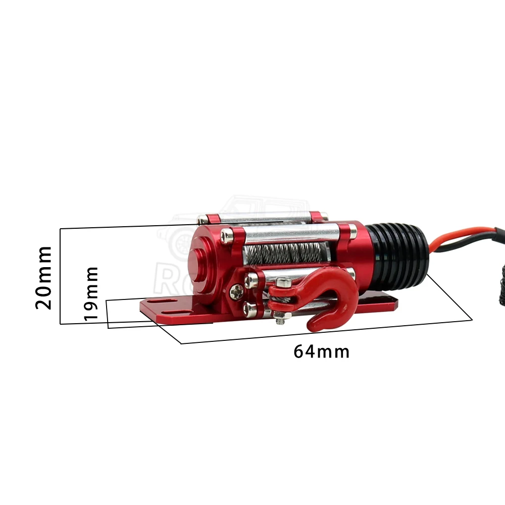 Cabrestante de Metal y acero con cable para coche teledirigido, dispositivo autom&aacute;tico simulado para coche teledirigido 1/10, Axial SCX10 II III RBX10 D110 D90 Traxxas TRX4 TRX6-4