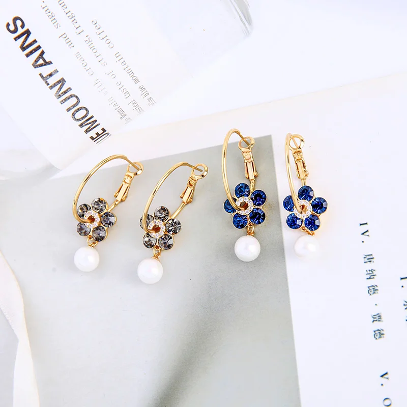 

BALANBIU Elegant Shiny Crystal Flower Drop Earrings For Women Gold Color Zircon High-quality Fashion Jewelry Accessories