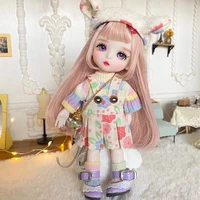 18 bjd doll 17cm ball joined mini cute doll toys with fashion clothes soft wig exquisite box diy accessories for girl gift