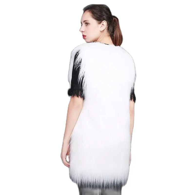 Long Faux Fur Vest Coat Autumn Winter Warm Faux Fur Jacket Coat Oversize Outerwear Ladies Female Fur Soft Fluffy jacket Women