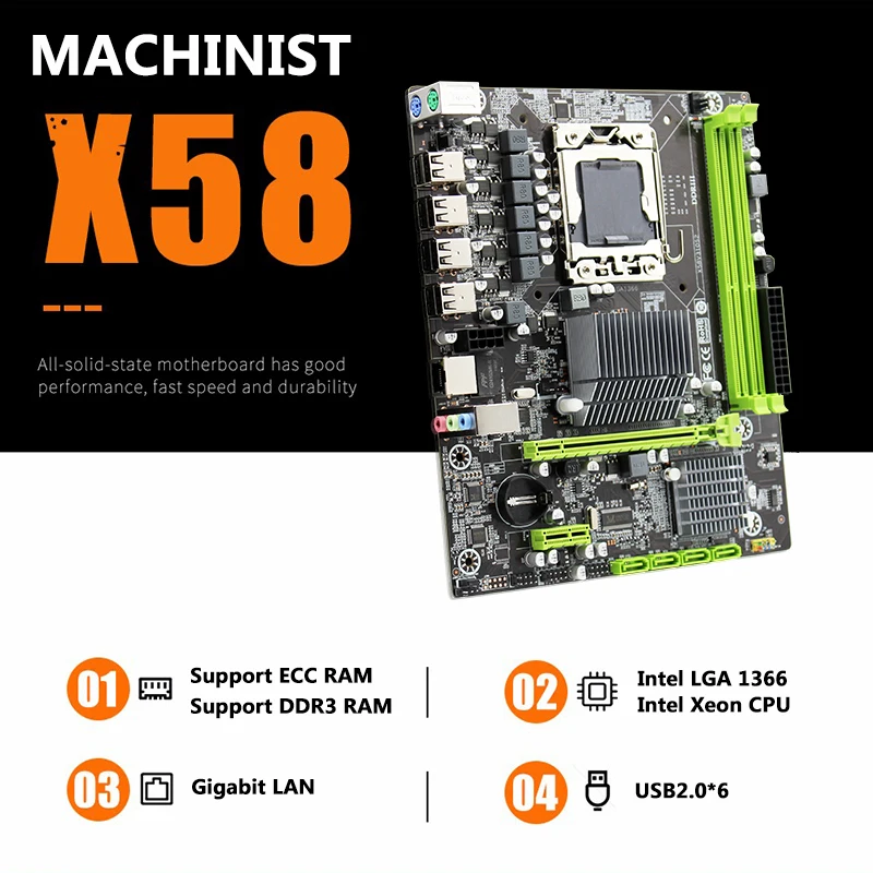 X58 LGA1366 настольная материнская плата LGA 1366 M-ATX Gigabit Ethernet Поддержка DDR3 REG ECC Серверная память и процессор intel Xeon