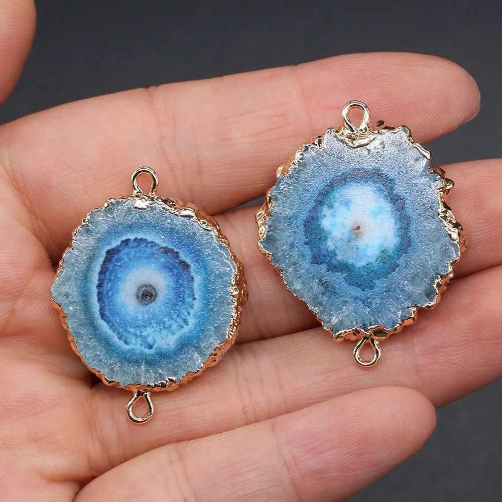 

2021 New Natural Stone Agates Druzy Pendant Charms Connector Irregular Quartz Pendants For Jewelry Making DIY Necklace Earring