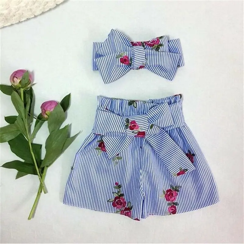 Комплект одежды для маленьких девочек летний топ на лямках футболка шорты с