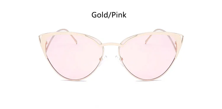 gold pink Стильные дизайнерские треугольные солнцезащитные очки кошачий глаз женские металлические изогнутые дужки градиентные зеленые коричневые солнцезащитные очки для женщин тонированные линзы - Цвет линз: gold pink