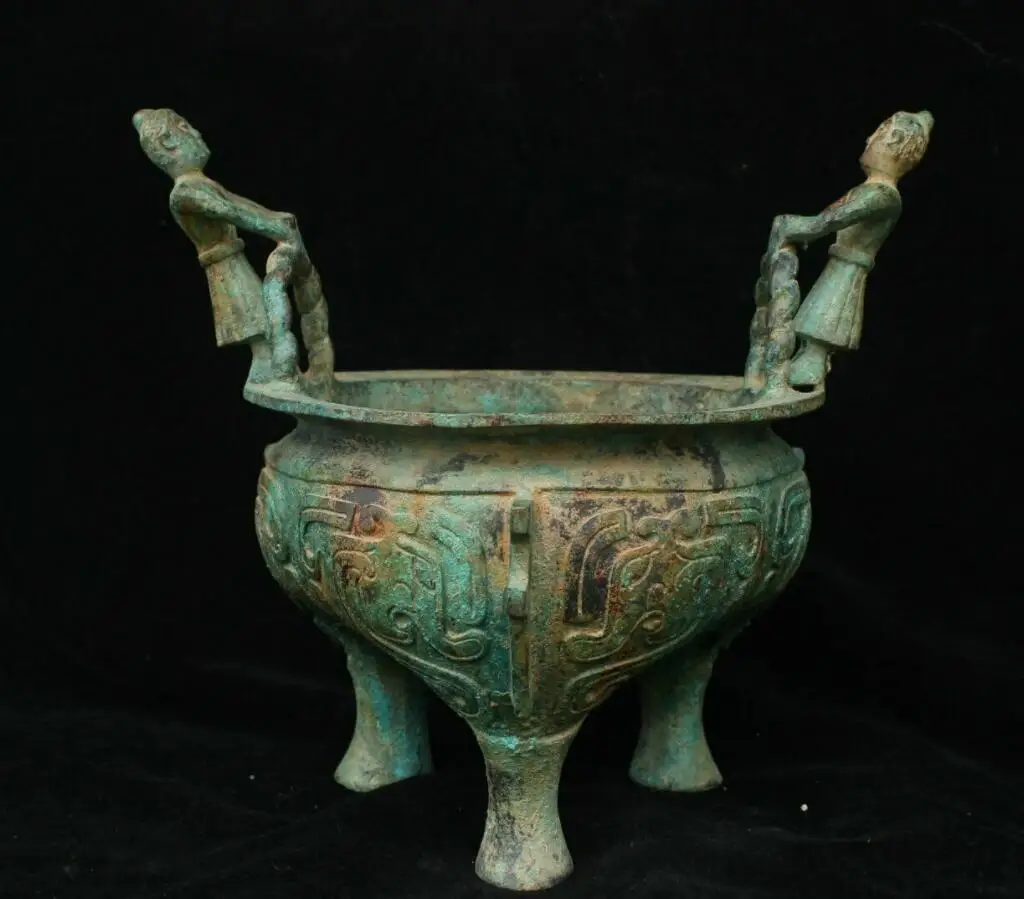 

Old Chinese Antique Bronze Ware Dynasty Beast Man Statue Incense Burner Censer