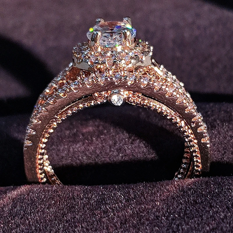 925 серебро цвета розового золота цвет обручальное кольцо набор овальной формы