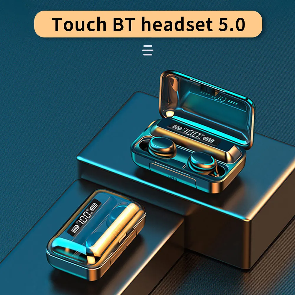F9-5C наушники TWS беспроводные BT 5 0 светодиодный дисплей 8D Hifi с сенсорным