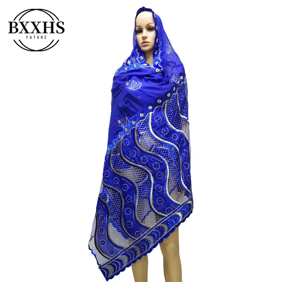 

2020 New African Scarfs for Muslim Lady Cotton splicing net Embroidery Design High Qaulity Scarf for pray scarf LH136