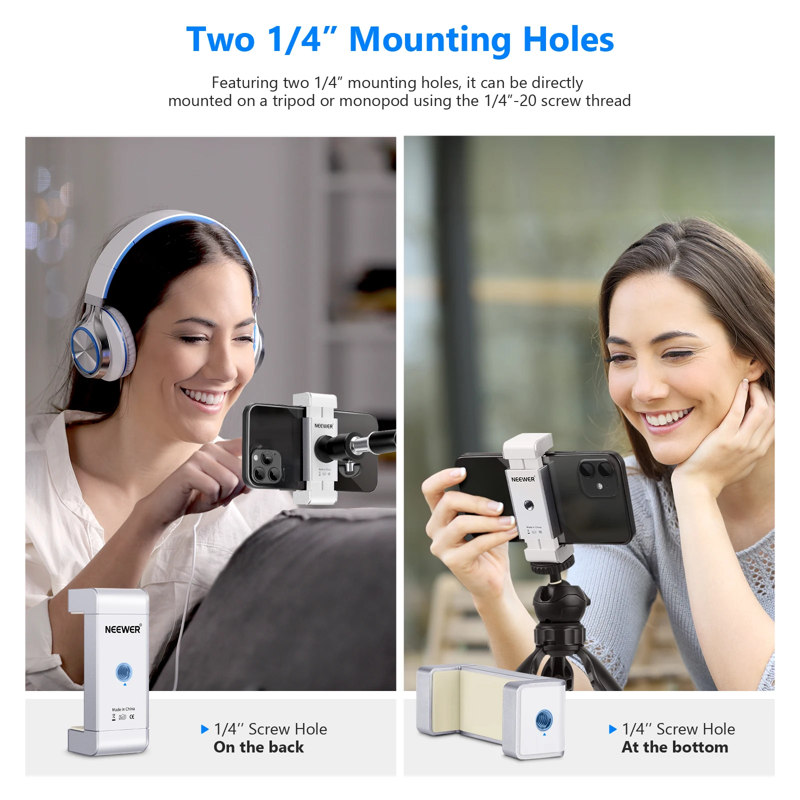 Neewer легко настраиваемый двусторонний Штатив для смартфона с пружинным замком