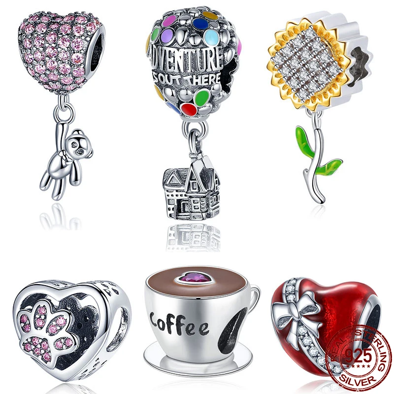 

HOT SALE 925 Sterling Silver Colorful Coffee Ooke Series Beads Charms fit Original Pandora Bracelet Women Fashion DIY Jewelry