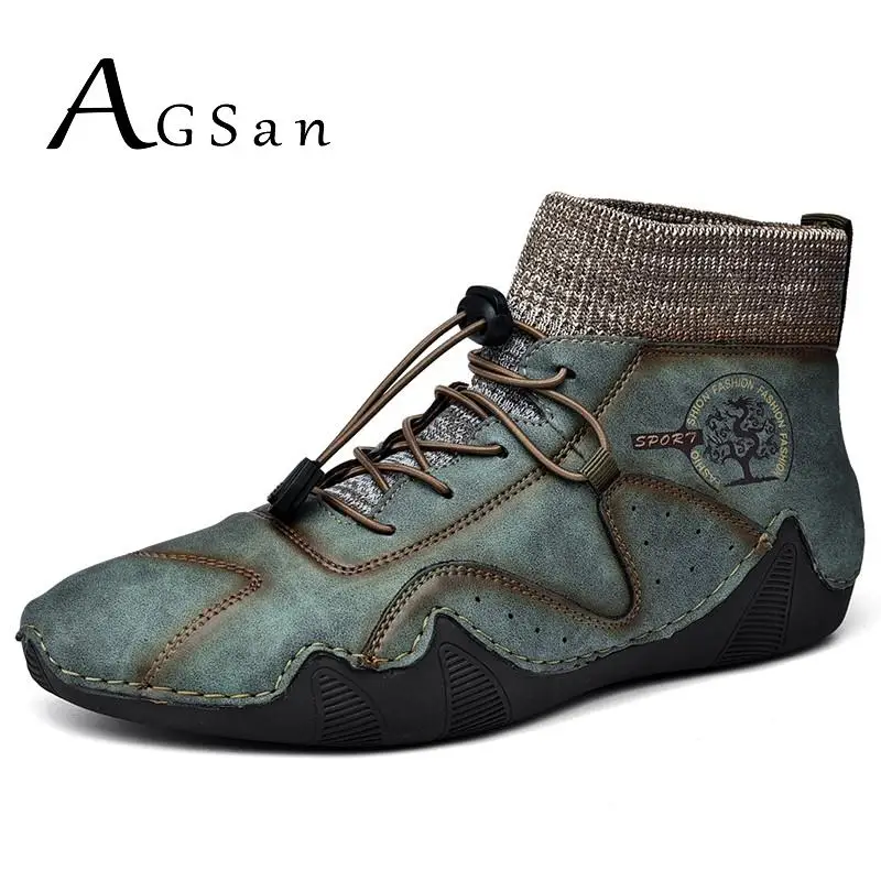 

Men Ankle Boots Fashion Leisure Shoes Plush Winter Autumn Men Boots Handmade Waterproof Sneakers Big Size 38-48 Mens Footwear