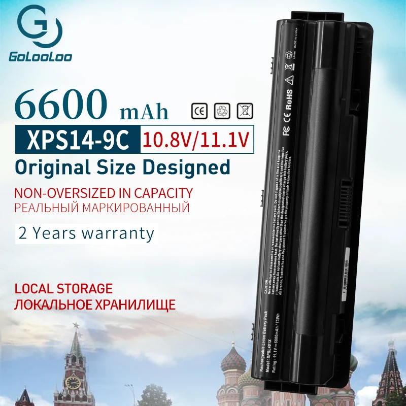 Батарея Goloo 9 ячеек 6600 мАч J70W7 R795X WHXY3 для ноутбука Dell XPS 14 15 17 L501X L502X L701X L521X L702X 312-1123
