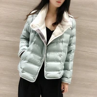 ailegogo winter women stand collar ultra light short down coat 90 white duck down warm single breasted jacket lady snow outwear