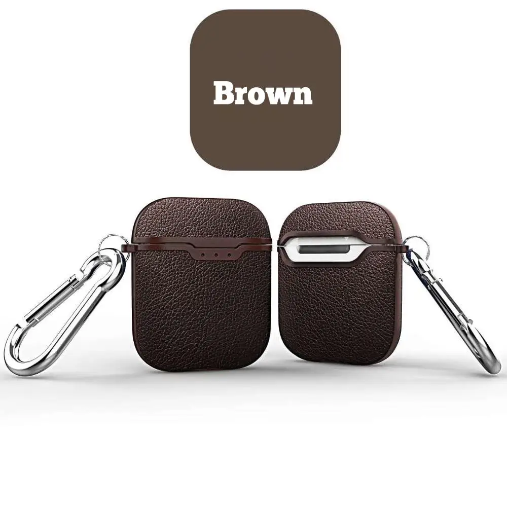 Brown McGeSin Наушники кожаный чехол для Apple Airpods беспроводные наушники защитный чехол для Airpod аксессуары i12 i10 TWS наушники - Цвет: Brown