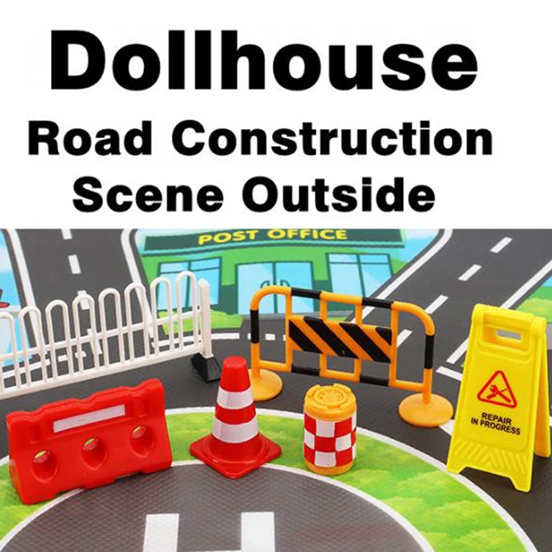 

4pcs/set 1:12 Dollhouse miniature the scene of road construction outdoor