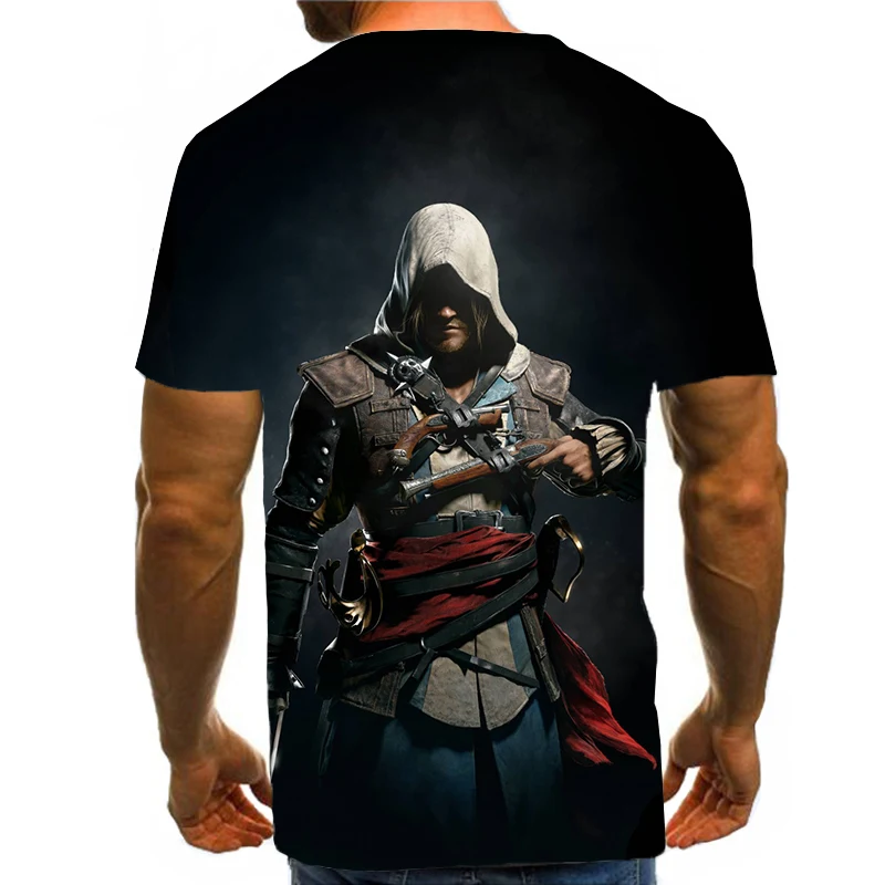 Повседневная футболка в стиле хип-хоп, Женская/Мужская футболка, Assassins Creed, короткий рукав, забавная 3D футболка, летние топы, футболки, harajuku, модная футболка