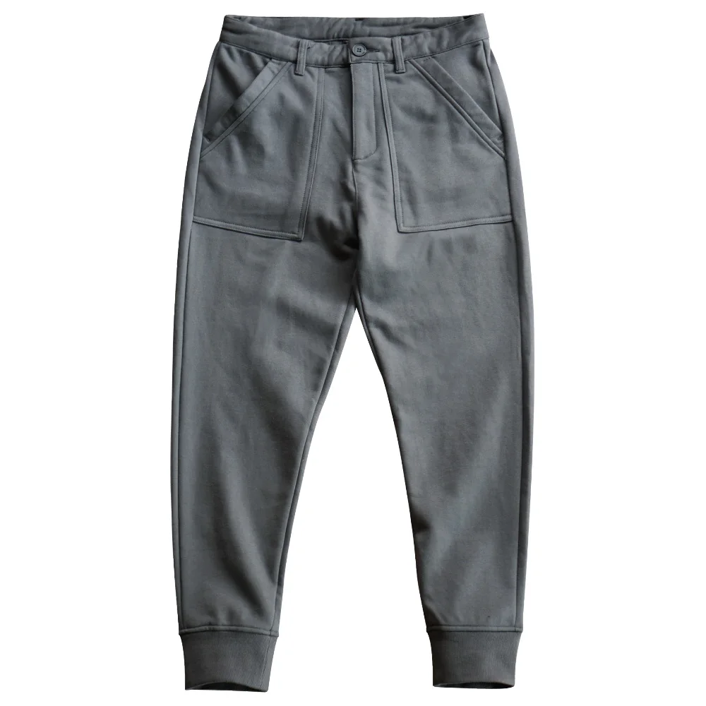 

Winter Fall Men Solid Color Pure Cotton Knitting Leisure Pant Heavyweight Thick Loose Basic Sweatpants Sport Jogger Fitness Male