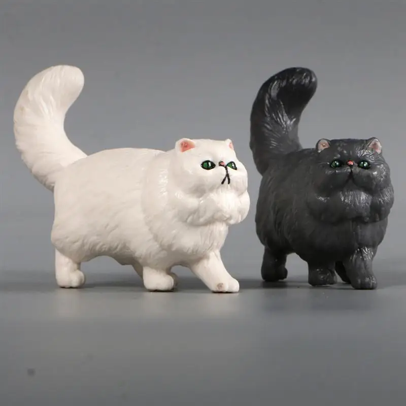 Animal Modelo de gato estatuilla adorno ornamento de la casa de decoraci&oacute;n casa adorno para paisaje casero (blanco)-4