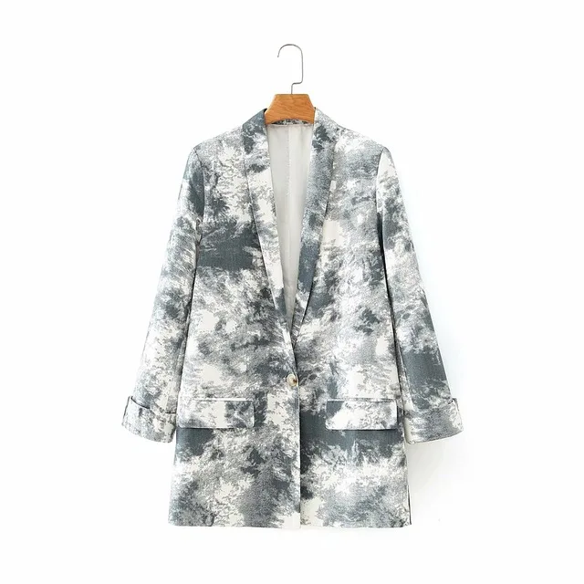Блейзер Женский Повседневный длинный в стиле пэчворк с принтом | Женская одежда