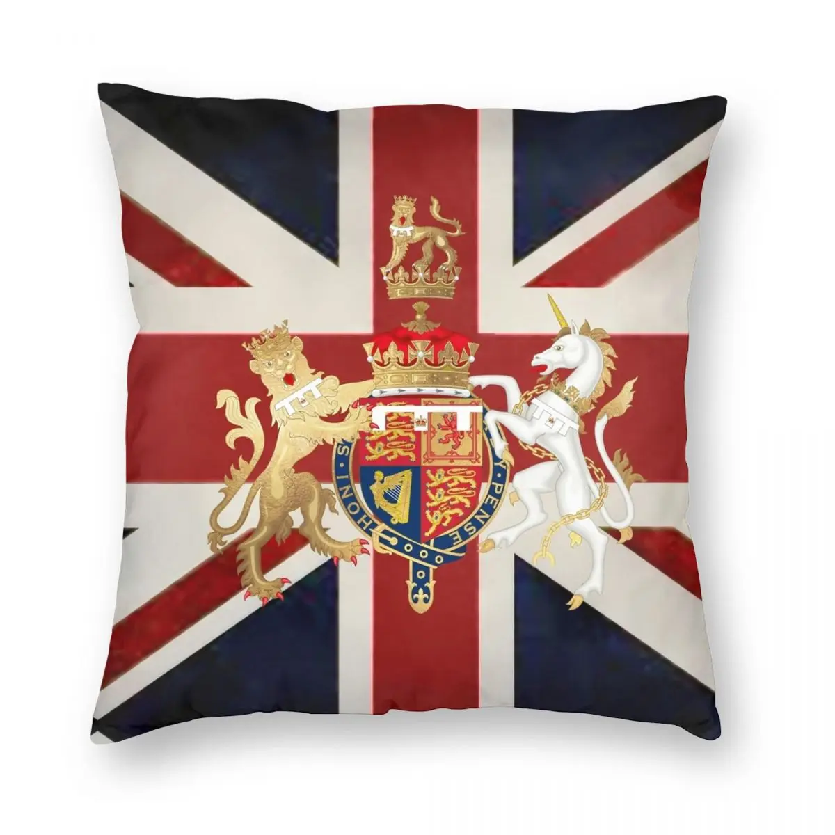 

Union Jack With Windsor Insignia Pillowcase Polyester Linen Velvet Printed Zip Decor Sofa Seater Cushion Case