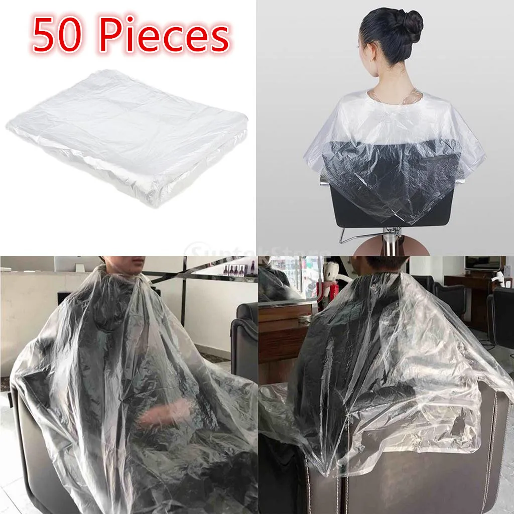 

50pcs Disposable Hairdressing Cape for Salon Capes for Hair Cutting Coloring Perming Hairdressing Cloth Apron Hair Dye Gown