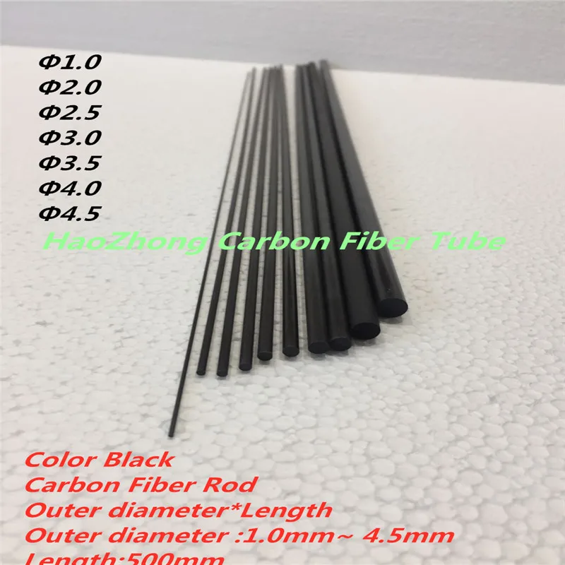 

Стержни из углеродного волокна od 1,0 мм, 2,0 мм, 2,5 мм, 3,0 мм, 3,5 мм, 4,0 мм, Длина 500 мм, черный, подходит для модели RC