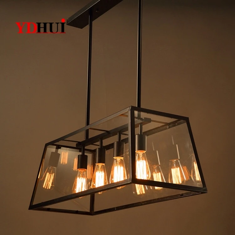 Винтажная кованая креативная индивидуальная железная люстра прямоугольная