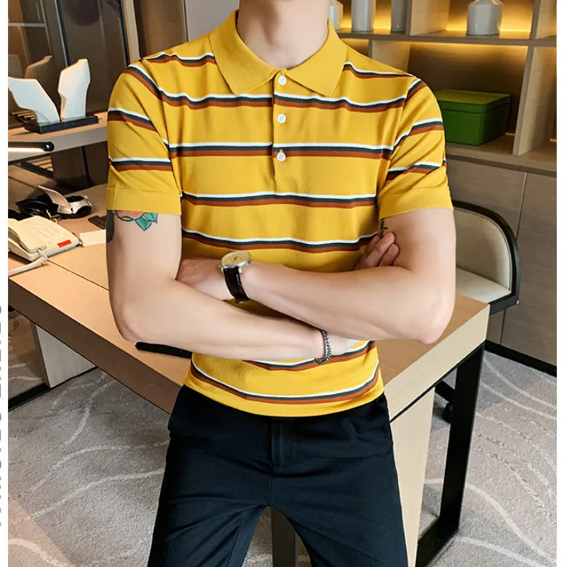 

2020 Brand clothing Men's summer High quality pure cotton short sleeves POLO shirts/Male slim fit stripe Leisure POLO shirts