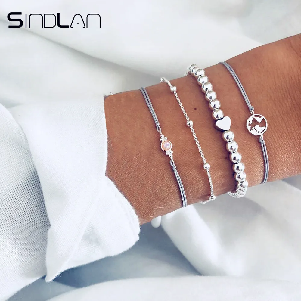 Браслеты Sindlan с искусственными бусинами 4 шт. Набор браслетов браслеты для женщин