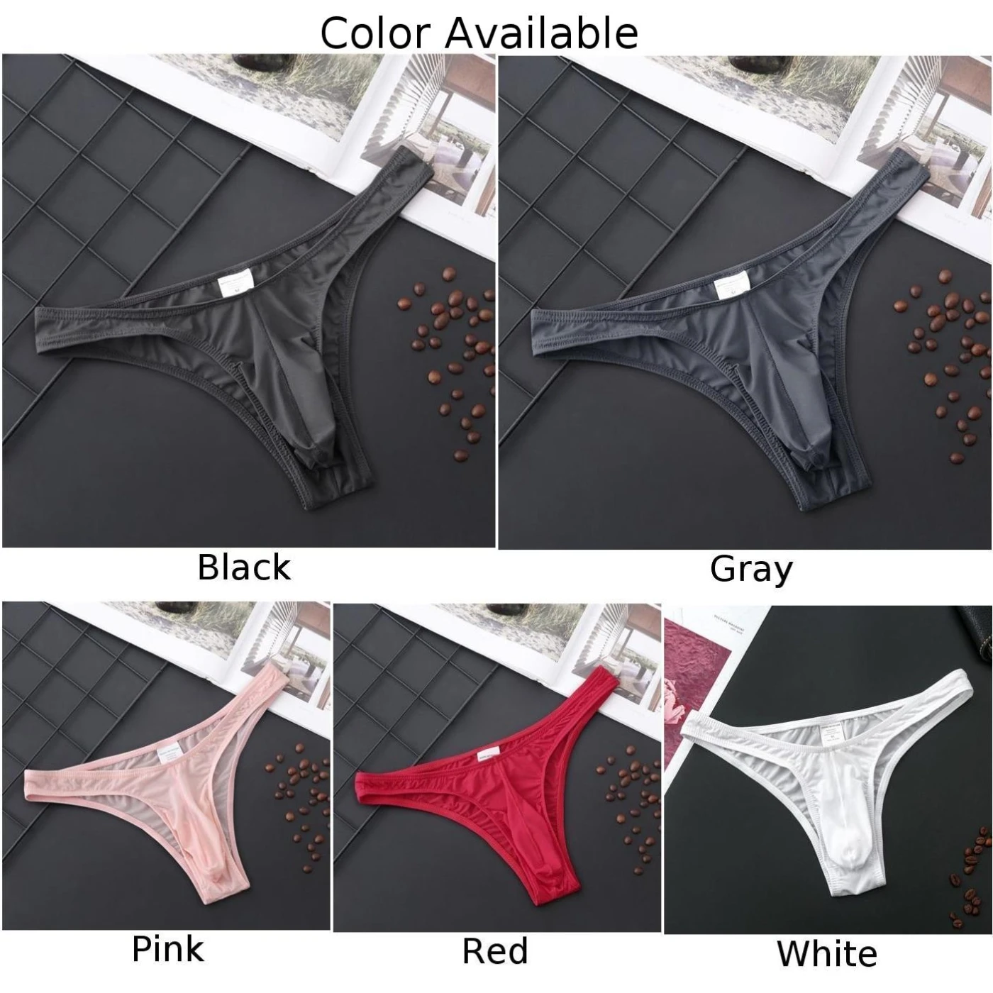 Men Briefs Pouch Underwear Breathable Peni Thong Ultra-Soft Low-Rise Bikini G-String T Back Thongs Panties Lingerie |