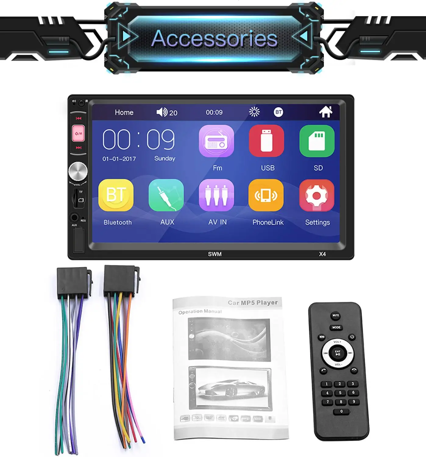 7 Inch MP5 Player 2Din Autoradio Bluetooth FM AUX USB TF Card Car Radio Multimedia Carplay SWM-X4 Auto Free Shipping | Автомобили и