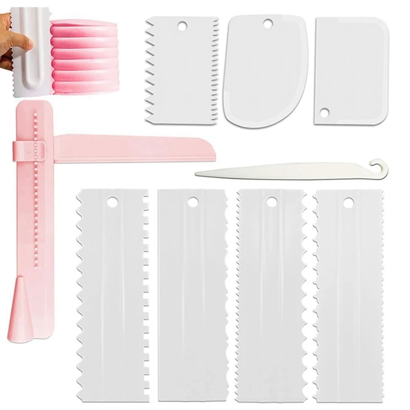 

9 шт торт набор скребков для края торта Скребок с регулируемым масло гладкой крем скребок Инструмент для украшения торта гребень