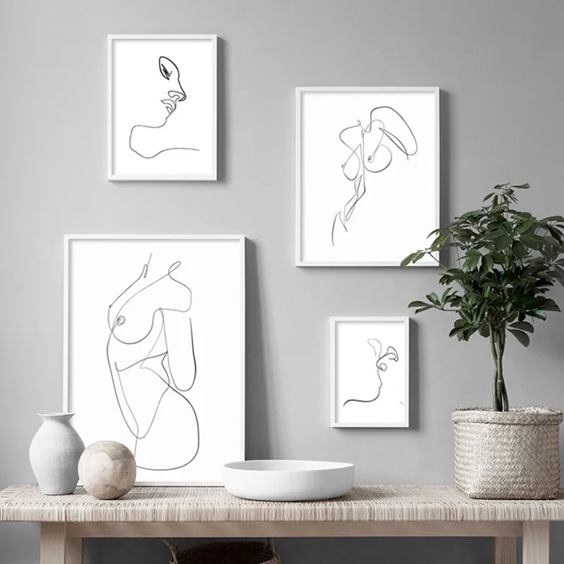 

Nordic Minimalist Abstract Picture Home Decor Canvas Painting Wall Art Figure Line Drawing Posters and Prints for Living Room V