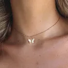 Женское винтажное ожерелье в стиле бохо, ожерелье с подвеской-бабочкой золотого и серебряного цвета, простые подарочные украшения для короткая цепочка на ключицы