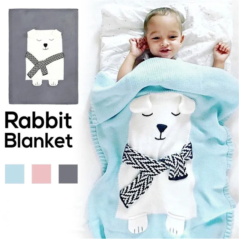 

Детское одеяло с белым медведем, одеяло с рисунком животных, вязаное Пеленальное Одеяло для новорожденных, детское одеяло, одеяла для детск...