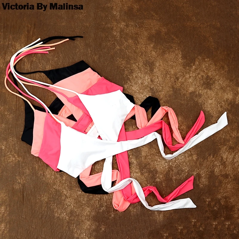 Женский новый купальник Бандажное сексапильное бикини с низкой талией