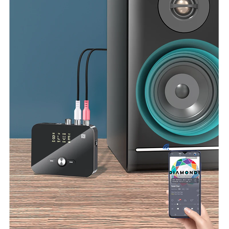 Приемник-передатчик Bluetooth 5 0 NFC стерео 3 мм AUX разъем RCA оптический беспроводной