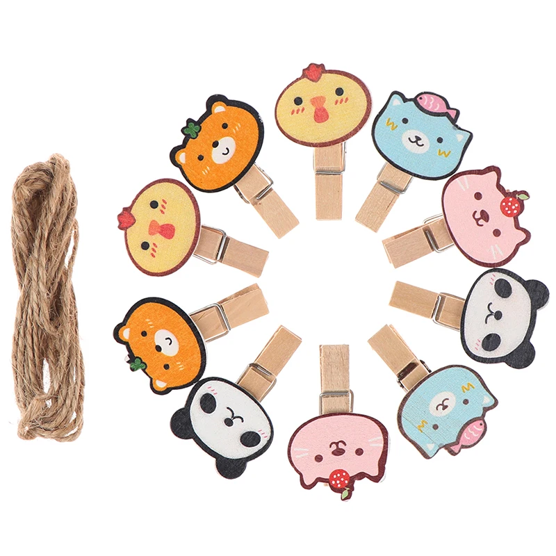 10 шт./партия милый мини мультфильм животных Деревянный зажим набор/маленькие