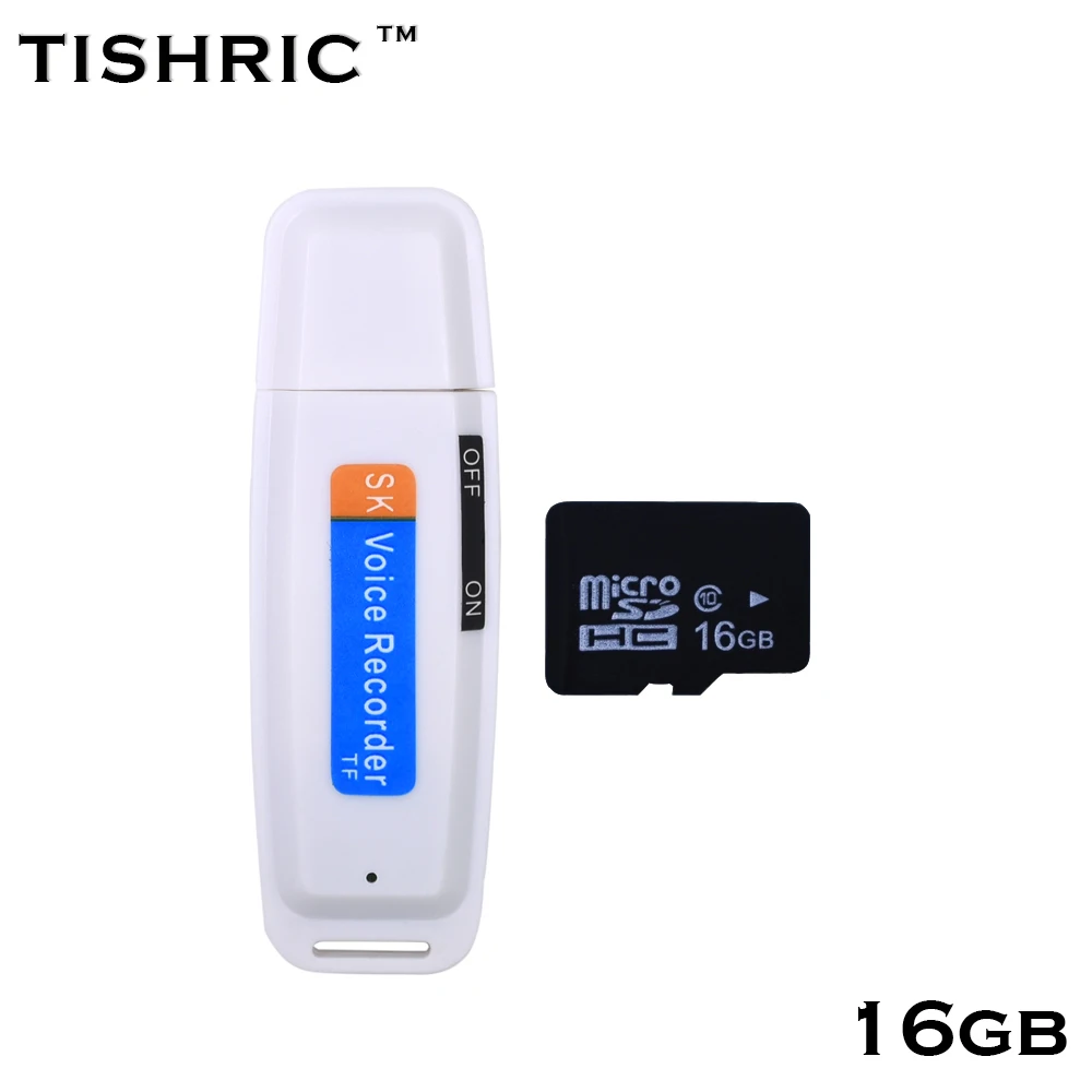 White with 16gb TISHRIC u-диск мини диктофон ручка цифровой диктофон аудио рекордер флеш-диск USB 2,0 звука для 1-32 ГБ Micro SD TF карты - Цвет: White with 16gb